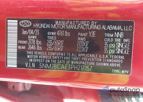 2023 Hyundai Tucson Sel z USA, uszkodzony, nr VIN 5NMJBCAE3PH217157